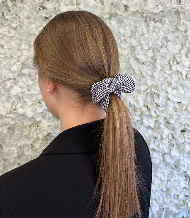 JA-NI Hair Accessories - Hair Scrunchies, The Black Thin Checkered