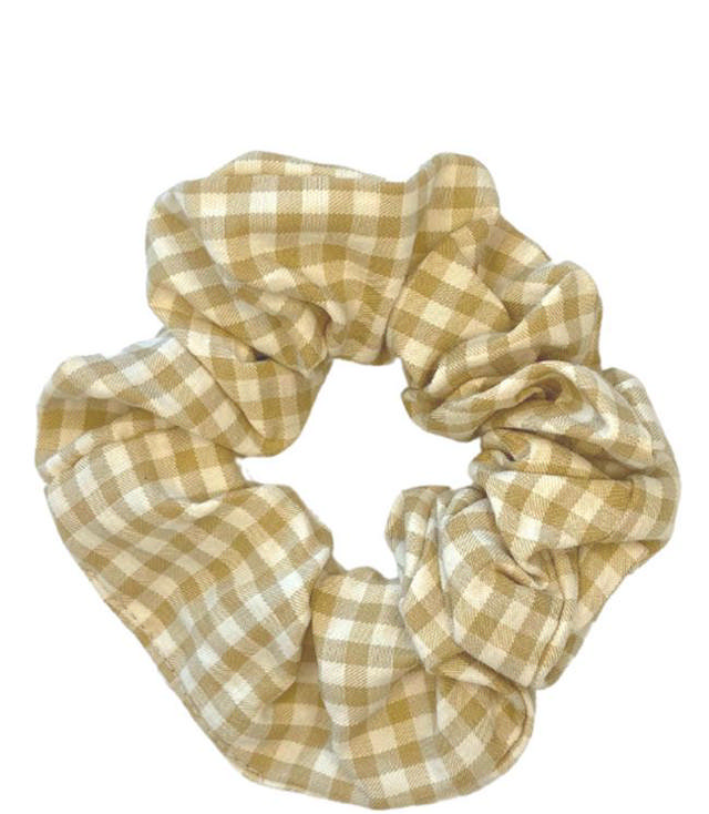 JA-NI Hair Accessories - Hair Scrunchies Small, The Beige Thin Checkered
