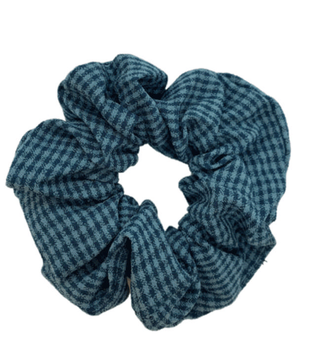 JA-NI Hair Accessories - Hair Scrunchies, The Blue Thin Checkered