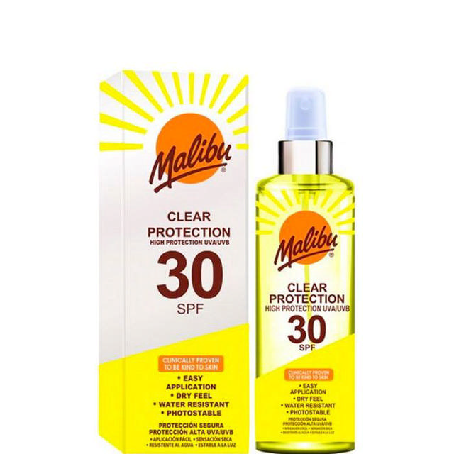 Malibu Clear Protection Sun Spray SPF30, 250 ml.