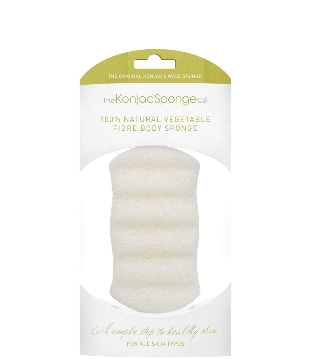 Premium 6 Wave Body Konjac Sponge Pure White