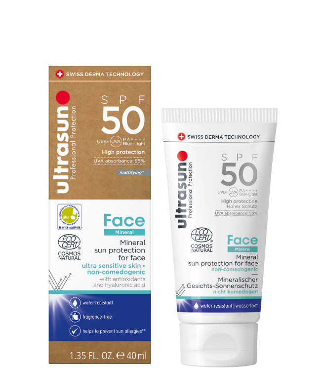 Ultrasun Mineral Face SPF50, 40 ml.
