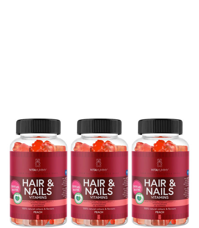 VitaYummy Hair & Nails Peach Trio, 3x 60 stk.